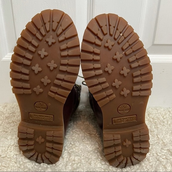 TIMBERLAND Burgundy & Green Leather Lace Up Boots 8.5 - Picture 7 of 10